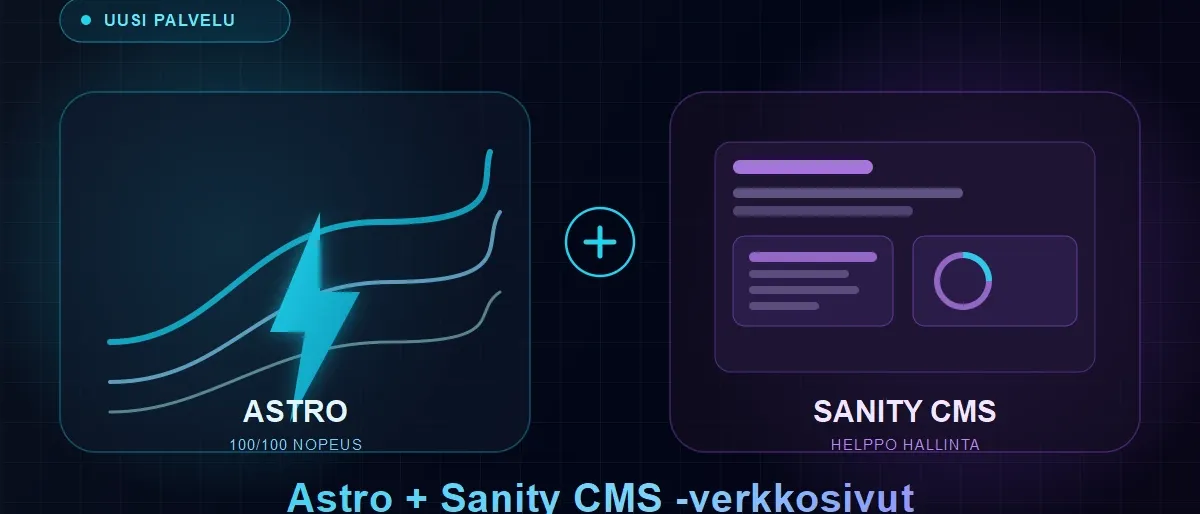 Uutuuspalvelu: Astro + Sanity CMS -verkkosivut yhdistävät nopeuden ja helpon päivitettävyyden