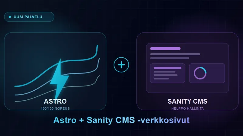 Uutuuspalvelu: Astro + Sanity CMS -verkkosivut yhdistävät nopeuden ja helpon päivitettävyyden