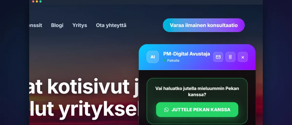 Asiakaspalvelua vuorokauden ympäri – Kokeile PM-Digitalin uutta chatbottia!