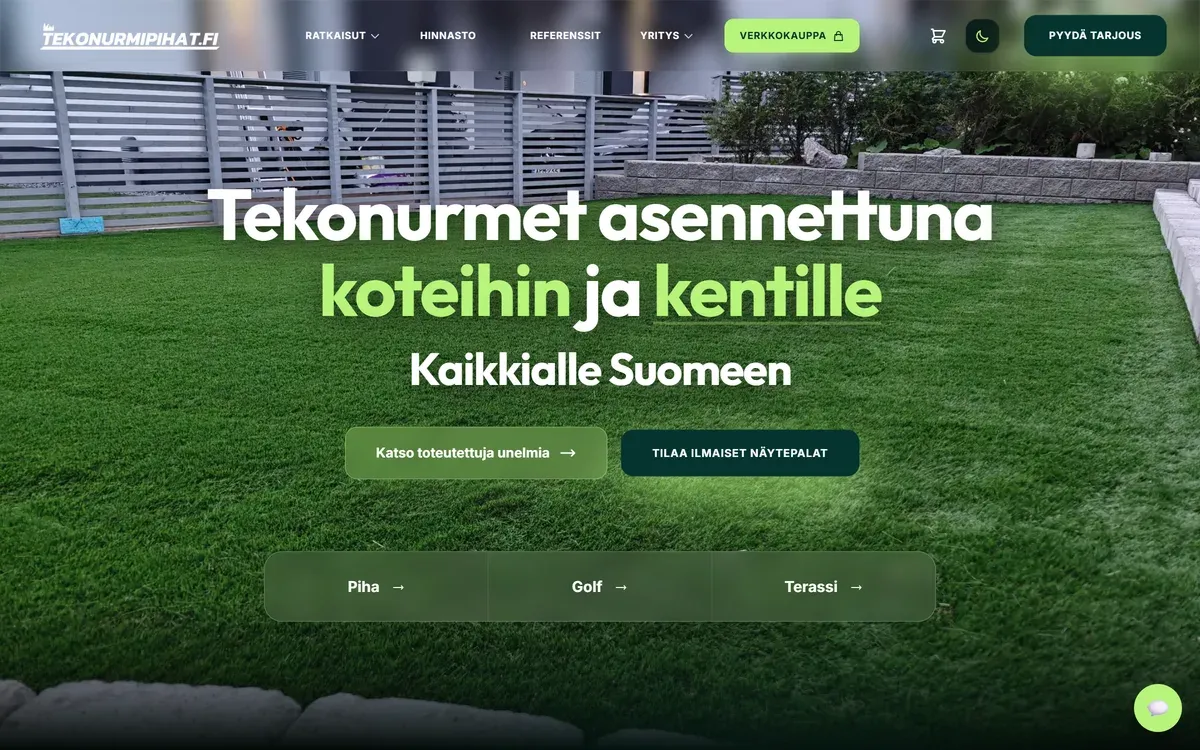 Tekonurmipihat.fi-verkkosivusto, toteutus PM-Digital