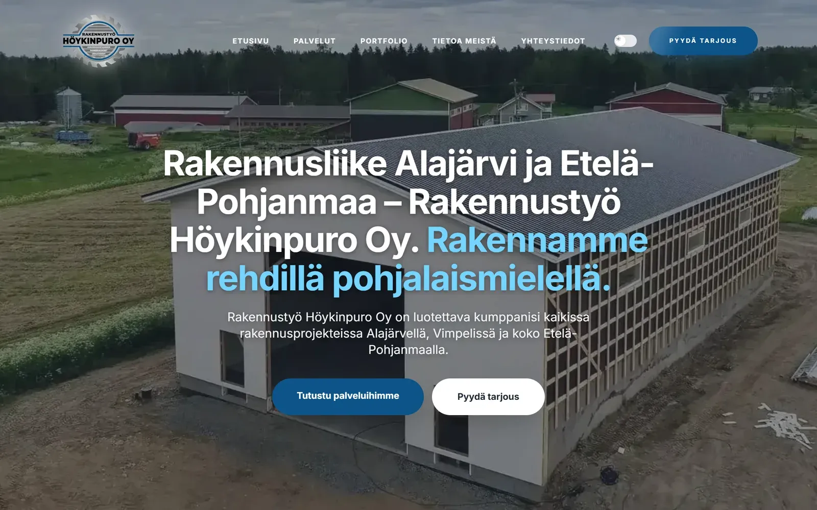Rakennustyö Höykinpuro Oy:n kotisivut, toteutus PM-Digital
