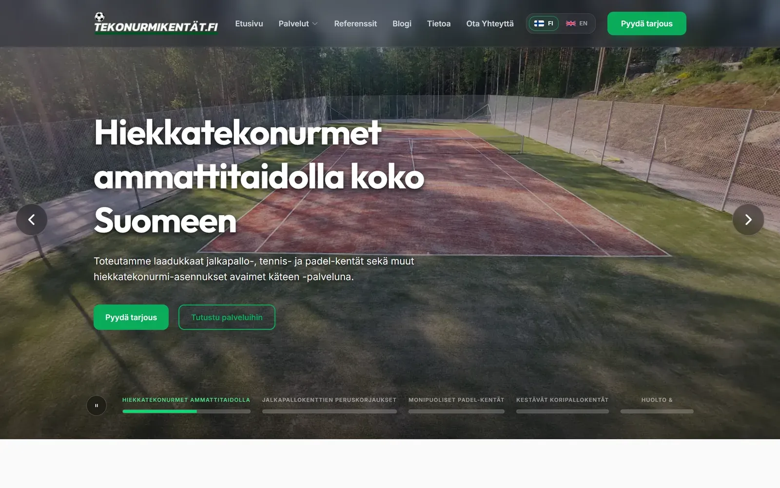 Tekonurmikentät.fi-verkkosivusto, toteutus PM-Digital